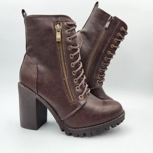 DREAM PAIRS Size 5.5 Boots Chunky Heel Ankle Booties Brown Style Silvera…